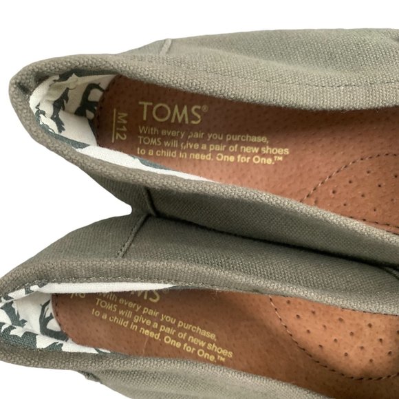 TOMS Men's Alpargata Cotton Canvas Classic Slip On in Olive Green Size 12 - Picture 3 of 11